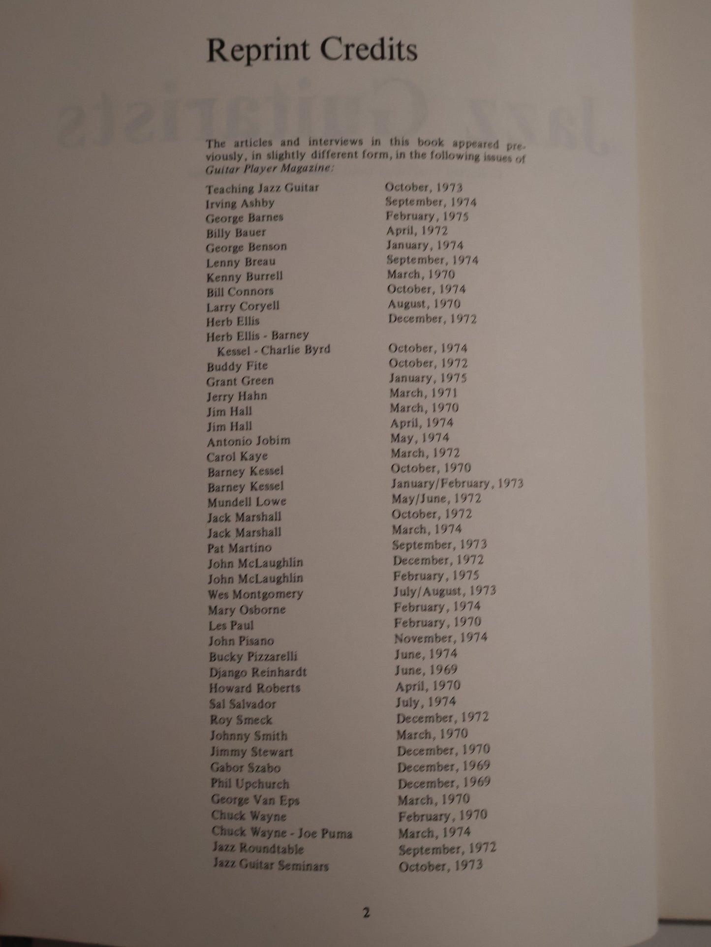 Jazz Guitarists (Collected interviews from Guitar Player Magazine)