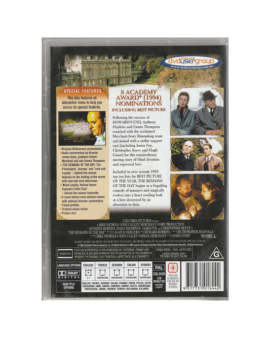 The Remains of the Day DVD