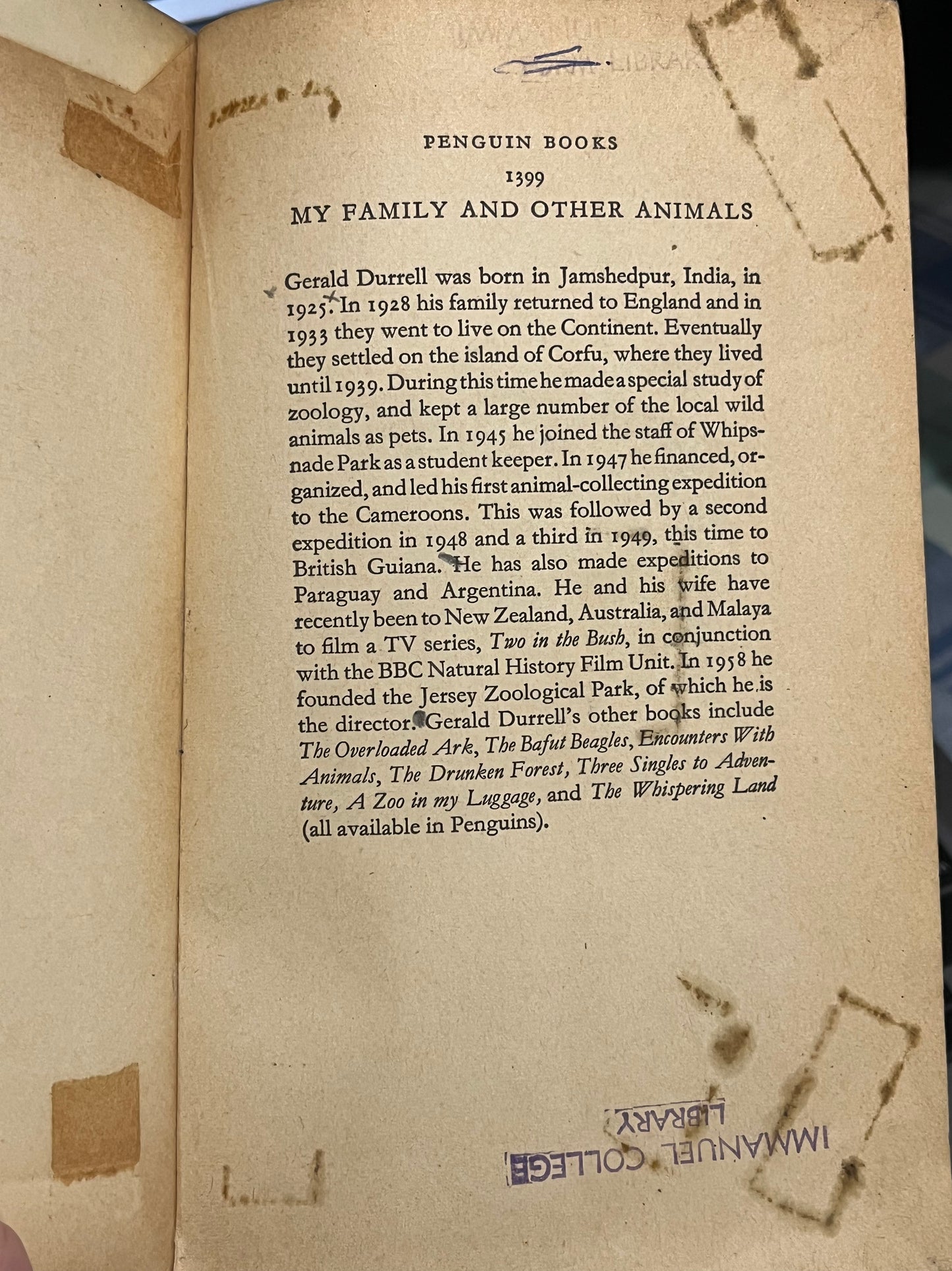 My Family and Other Animals by Gerald Durrell